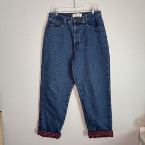 LL BEAN Double L Relaxed Fit FLANNEL LINED 5 Pocket Denim Blue Jeans Size 12 Reg